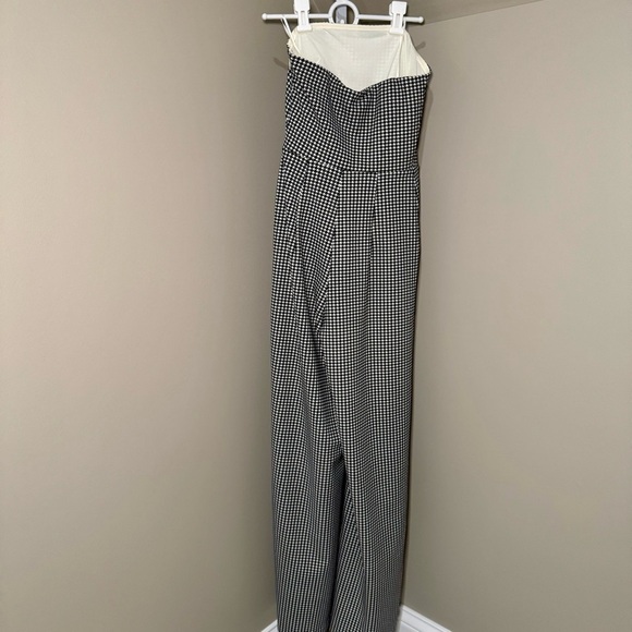 Express Black & White Strapless Houndstooth Wide Leg Jumpsuit size XS - Picture 3 of 7
